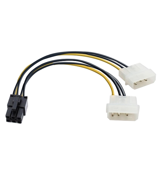 Переходник питания PCI-Express 6pin (от 2х разъемов Molex (IDE) блока питания), 15 см ExeGate EX138937RUS