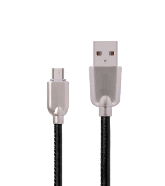 Кабель USB ACD-Allure MicroUSB - USB-A Кожа, 1м, черный