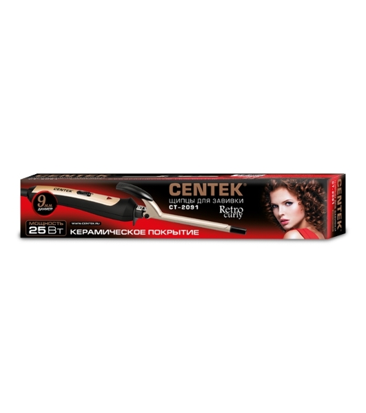 Щипцы для завивки волос Centek CT-2091 черный/золотистый, 9 мм, 200 °C, 1 режим