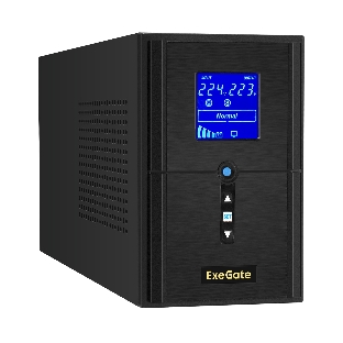 Источник бесперебойного питания (инвертор, синус, для котла) ExeGate SineTower SZ-1500.LCD.AVR.2SH.1C13.USB 1500VA/1200W, чистая синусоида, LCD дисплей, AVR, 2хSchuko+1хC13, USB, линейно-интерактивный, внешняя батарея 24В до 200А·ч, черный