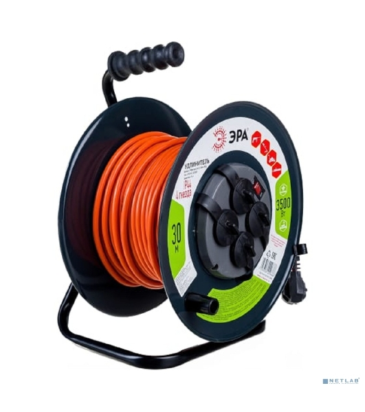Удлинитель силовой ЭРА RMx-4es-3x1.5-30m-IP44 на м. катушке c/з 4 гн 30м ПВС 3х1.5 (1/33)