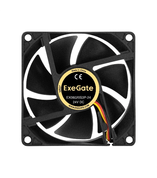 Вентилятор для корпуса ExeGate EX08020S3P-24 черный, 80 мм, 3900 об/мин, 41.2 дБ, 3 pin