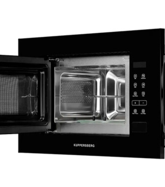 Встраиваемая микроволновая печь Kuppersberg HMW 620 B, объем 20 л, мощность 700 Вт, поворотный стол, High-Tech, 9 автоматических программ, гриль, сенсорное управление, черный