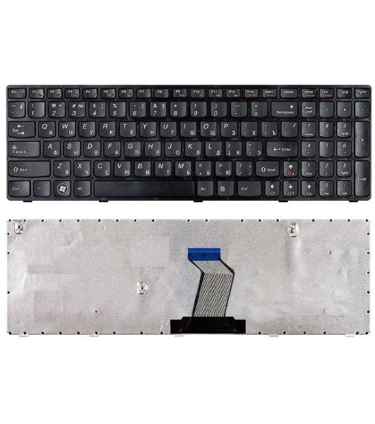 Клавиатура для ноутбука Lenovo IdeaPad B570 B580 V570 Z570 Z575 B590 черная с черной рамкой