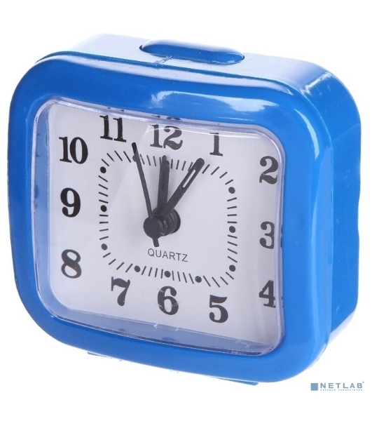 Часы-будильник Perfeo Quartz 'PF-TC-004', прямоугольные 8x7,5 см, синий
