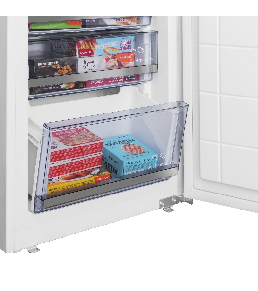 Встраиваемый холодильник Maunfeld MBF193SLFWGR Inverter белый двухкамерный 229/76 л морозилка снизу