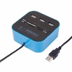 Разветвитель USB Rexant на 3 порта+картридер (все в одном) черный, фото 1