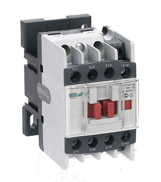 Контактор 12А 220В АС3 1НО+1НЗ КМ-103 DEKraft