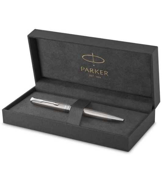Ручка шариковая Parker Sonnet Core K526 (CW1931512) Stainless Steel CT, M, черные чернила, подарочная коробка