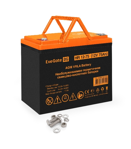 Аккумуляторная батарея ExeGate EX282984RUS HR 12-75 (12V 75Ah, под болт М6)