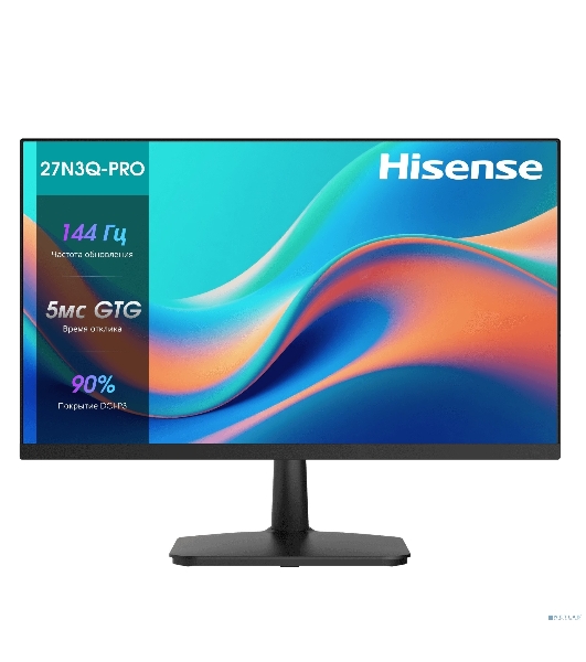 Монитор 27' Hisense 27N3Q-PRO IPS 1920x1080, 144 Гц, 5 мс, 16:9, 250 кд/м², HDMI 1.4, DP, VGA, 3.5 Jack, динамики (2x2 Вт), Adaptive-Sync, черный