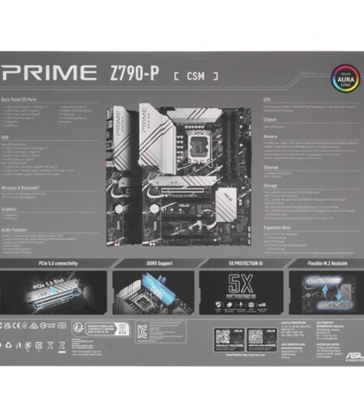 Материнская плата ASUS PRIME Z790-P WIFI, LGA 1700, Intel Z790, 4xDDR5, 4xSATA, 3xM.2 PCIe 4.0 x4, 1xPCIe 5.0 x16, 3xPCIe x4, 1xPCIe x1, 1xHDMI, 1xDP, 1xUSB-C 3.2 Gen 2, 1xUSB 3.2 Gen 2, 2xUSB 3.2 Gen 1, 4xUSB 2.0, 1x 2.5Gb LAN, 3x3.5 мм, 7.1, ATX