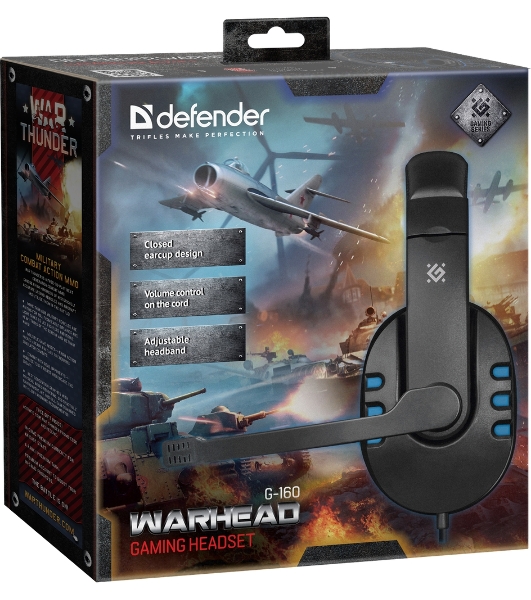 Гарнитура Defender Warhead G-160 чёрный/синий, проводная