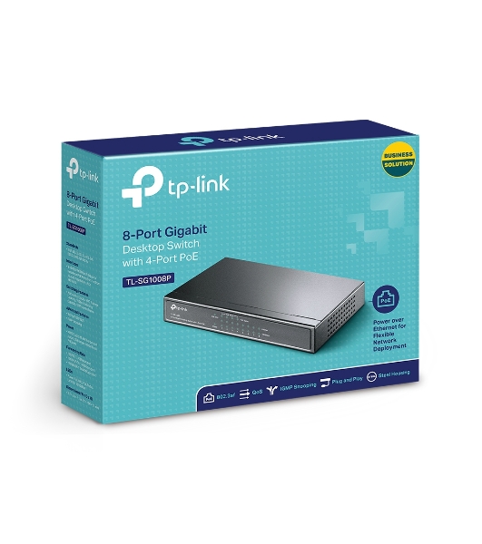 Коммутатор TP-Link SMB TL-SG1008P Коммутатор 8-port Gigabit Switch с 4 портами РоЕ