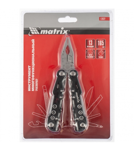 Мультитул Matrix, 13 функций, авторазжим, в чехле, 165 мм