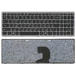 Клавиатура для ноутбука Lenovo IdeaPad Z500 черная с серой рамкой