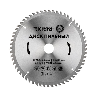 Диск пильный Kranz 250 мм х 60 зуб х 32/30 мм
