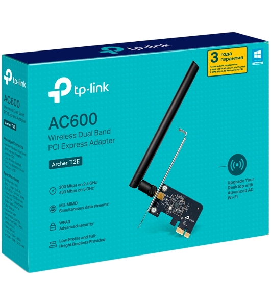 Двухдиапазонный Wi-Fi адаптер TP-Link Archer T2E AC600 PCI Express