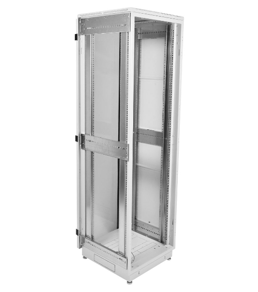 Шкаф телекоммуникационный напольный 42U (600x1000) дверь стекло (3 места), черный