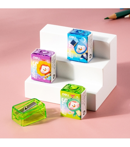 Точилка для карандашей ручная Deli EH552 Little Singer, 1 отверстие, пластик, ассорти, коробка