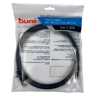Патч-корд Buro STP 4 пары cat.7 CCA molded 2м черный RJ-45 (m)-RJ-45 (m)