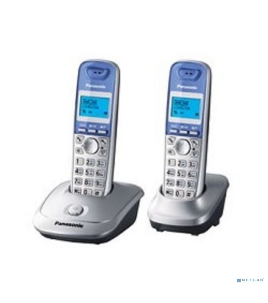 Телефон беспроводной (DECT) Panasonic KX-TG2512RUS (серебристый) Доп трубка в комплекте,АОН, Caller ID,спикерфон на трубке,полифония