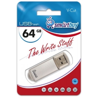 Флешка USB Smartbuy V-Cut Silver (SB64 GbVC-S), 64Gb, USB 2.0, R/W 25/15, серебристый
