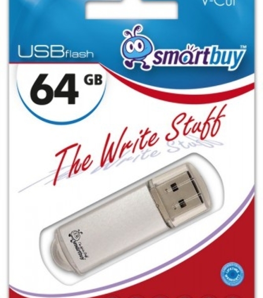 Флешка USB Smartbuy V-Cut Silver (SB64 GbVC-S), 64Gb, USB 2.0, R/W 25/15, серебристый