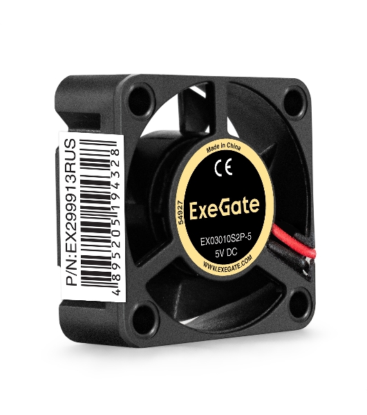 Вентилятор корпусной ExeGate EX03010S2P-5, 30 мм, 9000 об/мин, 25 дБ, 2-pin, без подсветки