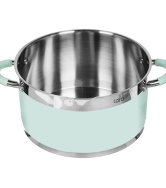 Кастрюля LARA LR02-545 MINT 26x14 см, 7,2 л, носик, индукционное дно, крышка с бортом, нержавеющая сталь