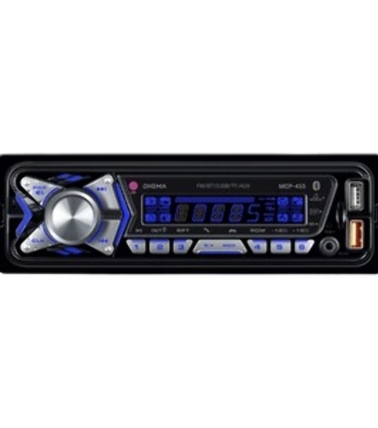 Автомагнитола Digma MCP-455, 1 DIN, Bluetooth, USB Type-A, AUX, пульт ДУ