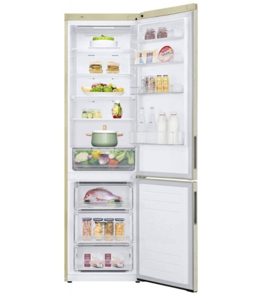 Холодильник LG GA-B509CESL бежевый глянцевый двухкамерный 277/107л морозилка снизу, No Frost