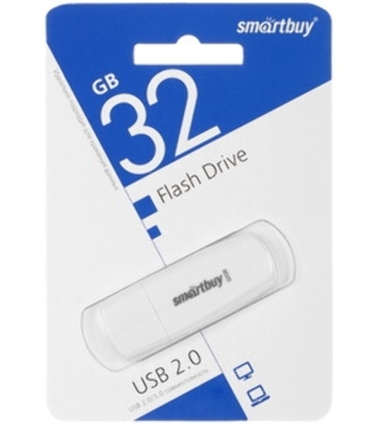 Флешка USB Smartbuy Scout white (SB032Gb2SCW), 32Gb, USB 2.0, R/W 15/5, белый