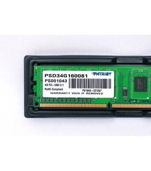 Оперативная память Patriot, DDR3, 4GB (1x4 GB), 1600 MHz, CL11, DIMM