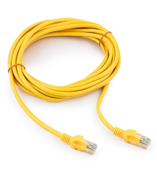 Патч-корд UTP Cablexpert cat.5e, 5м, литой, многожильный (желтый)