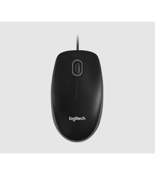 Мышь проводная Logitech B100 черный, 1000 dpi, USB, кнопки - 3
