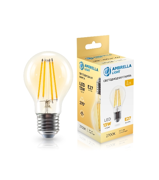 Лампа светодиодная 601313 Filament LED A60 13W E27 2700K 220-240V