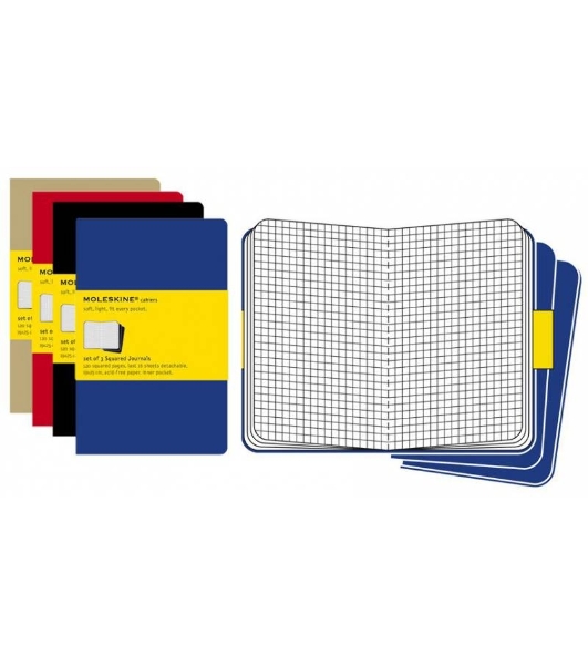 Блокнот Moleskine CAHIER JOURNAL QP322 XLarge 190х250 мм, обложка картон, 120 страниц, клетка, черный (3 шт)