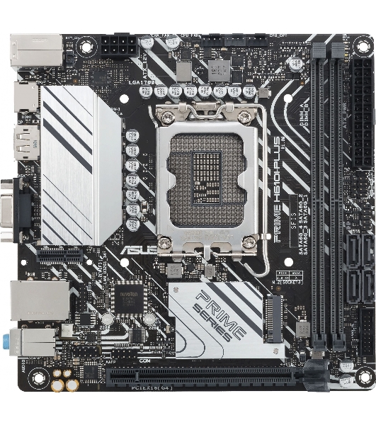 Материнская плата ASUS PRIME H610I-PLUS-CSM, LGA 1700, Intel H610, 2xDDR5, 4xSATA, 1xM.2 PCIe 3.0 x4, 1xPCIe 4.0 x16, 1xHDMI, 1xDP, 1xVGA, 2xUSB-A 3.2 Gen 1, 2xUSB-A 2.0, 1x 1Gb LAN, 3x3.5 мм, 7.1, Mini-ITX