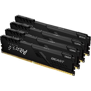 Оперативная память Kingston Fury Beast, DDR4, 128GB (4x32 GB), 3200 MHz, CL16, DIMM, с радиатором, черный