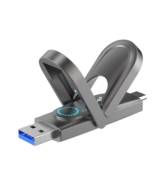 Флешка USB Netac US9 (NT03US9C-256G-32TA), 256Gb, USB 3.2 Gen2 Type-A/USB Type-C, R/W 1000/900, серебристый