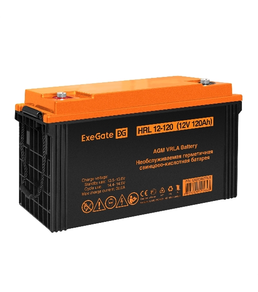 Аккумуляторная батарея ExeGate EX285657RUS HRL 12-120 (12V 120Ah, под болт М8)