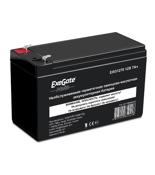 Батарея для ИБП ExeGate EP129858RUS DTM 1207/EXG1270 (12V 7Ah) клеммы F2