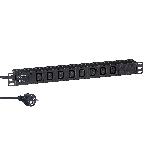 Блок розеток горизонтальный ExeGate ServerPro PDU-19H809 Al-8C13-EU2.5, 19', 1U, Алюминий, 8 IEC 320 C13, кабель с евровилкой VDE-250V-16A-3*1.5мм2, 2.5 метра, черный, фото 1