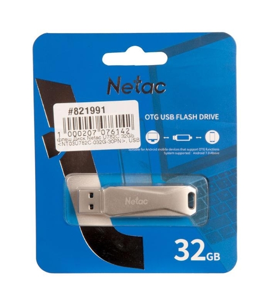 Флешка USB Netac U782C NT03U782C-032G-30PN dual USB 3.0+TypeC 32Gb, retail version