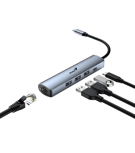 USB-концентратор Genius UH-545, USB Type-C, USB/RJ45, USB Type-C