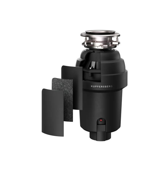 Измельчитель пищевых отходов Kuppersberg WS 750 B, High-Tech, мощность 750 Вт, 3800-4200 об/мин, защита от перегрева, авто выключение, DC мотор, шумоизоляция, уровень шума 70 дБ, черный