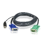Шнур, мон+клав+мышь USB ATEN, SPHD15=>HD DB15+USB A-Тип, Male-2xMale, 8+4 проводов, опрессованный, 1.8 метр., черный, (2L-5202U), фото2