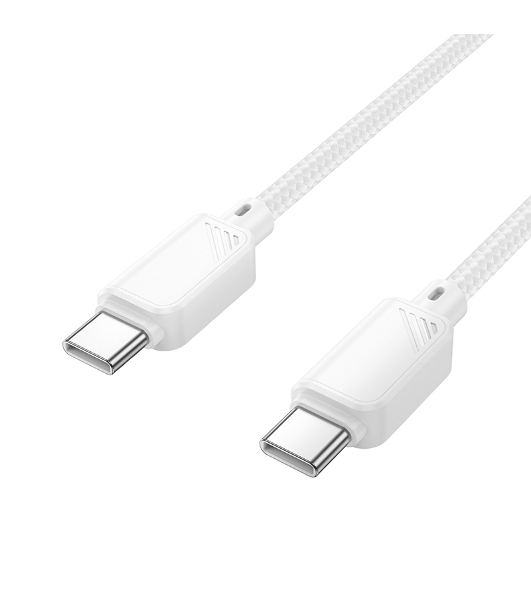 Кабель USB2.0 Hoco Type-C/Type-C, 3А, 60Вт, нейлоновая оплетка, X113, 1м, белый, коробка
