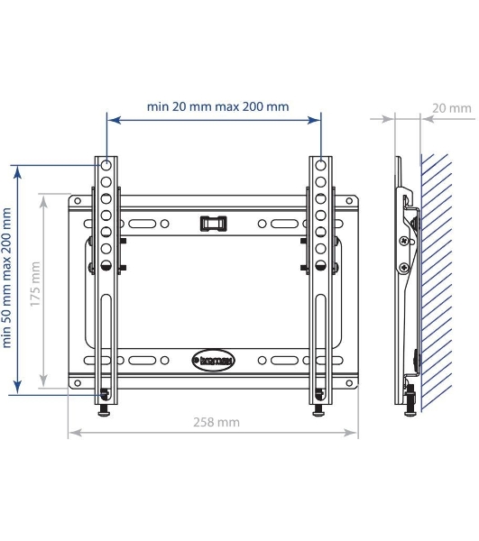Кронштейн Kromax IDEAL-6 белый, для LED/LCD TV 15'-47', max 35 кг, настенный, 1 ст свободы, наклон 0°-15°, от стены 28 мм, max VESA 200x200 мм